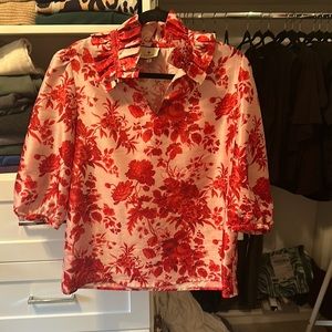 Tuckernuck Medium Floral Blouse Silk